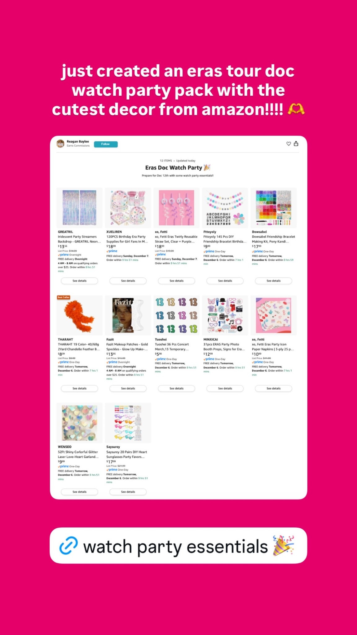 everything you need to celebrate the eras tour documentary in ✨style✨ have fun at your watch party!! 🥳 

#LTKFindsUnder50 #LTKHoliday #LTKHome