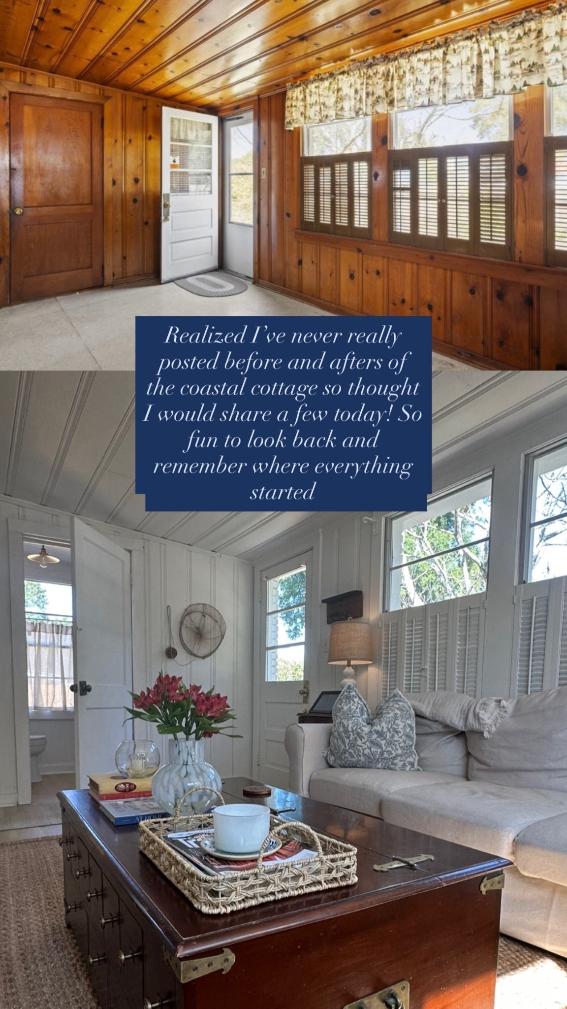 Realized I’ve never really shared before & afters of the coastal cottage, so thought it I would share a few today! 
It’s so fun to look back and remember where everything started - it’s been such a labor of love and I’m so grateful we got to the chance to bring this beauty back to life and make it our family home 🤍

#LTKHome #LTKvlog #LTKstorytime