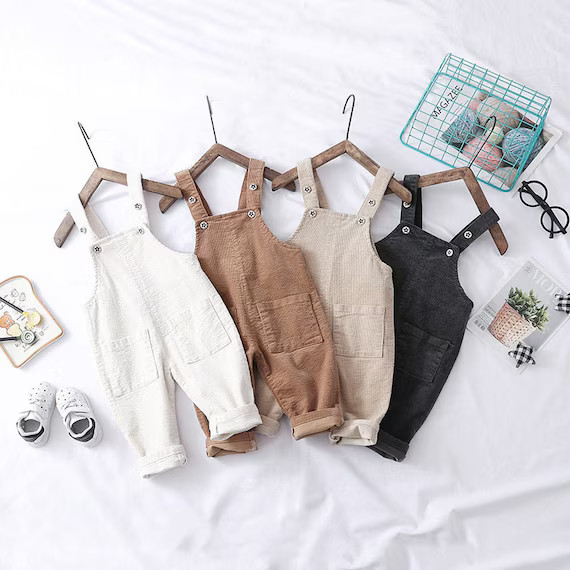 Baby Corduroy Bib Overalls | Baby Gender Neutral Cake Smash Fall Outfit | Baby Fall Outfit Romper... | Etsy (US)