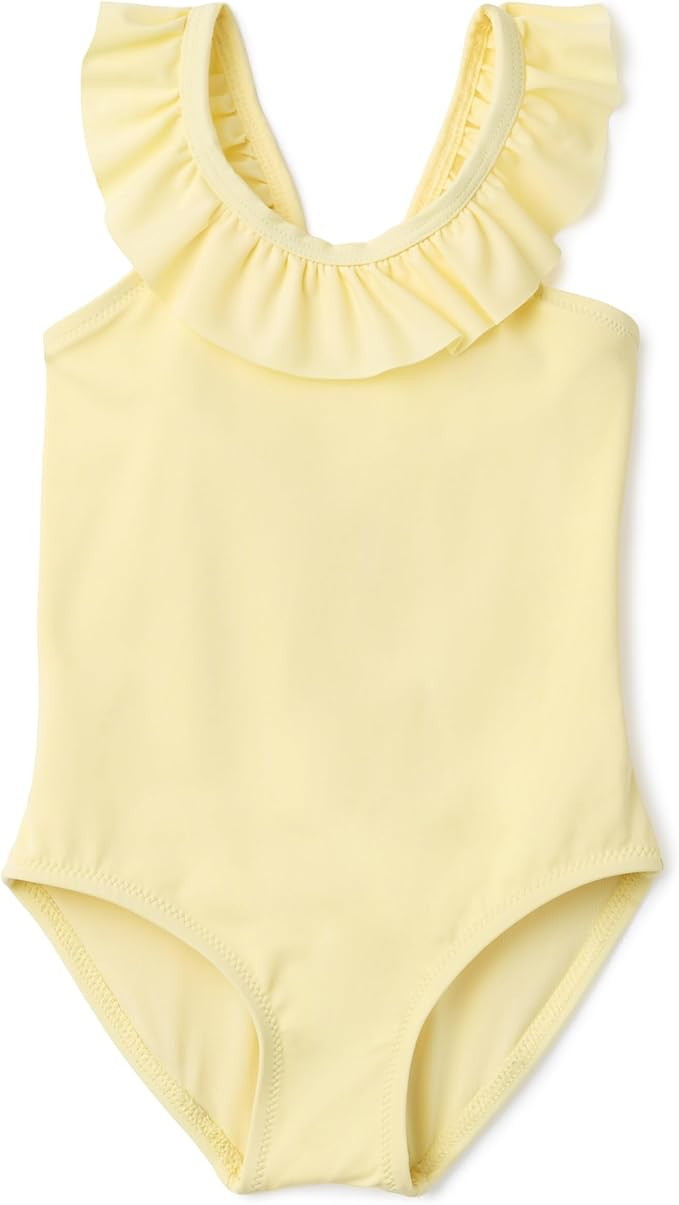 Amazon Essentials Girls' Frill-Trimmed One Piece Swimsuit | Amazon (US)