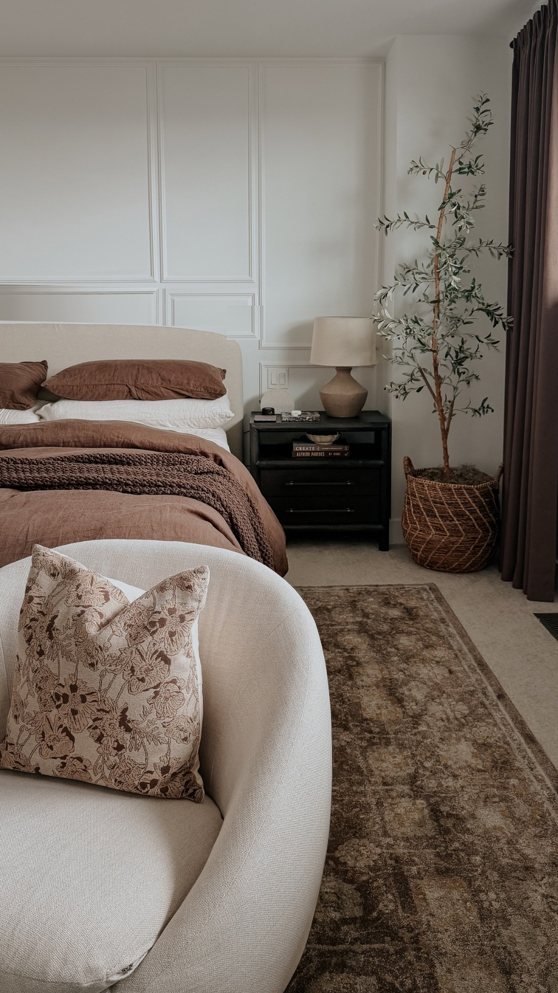 Bedroom inspo. Brown bedroom style. 

Side note: I’m kinda hating the really crappy render I made of finishing the picture frame moulding…. Should I scrap it?! 

Curtains are Dutch cocoa 

#LTKSaleAlert #LTKHome