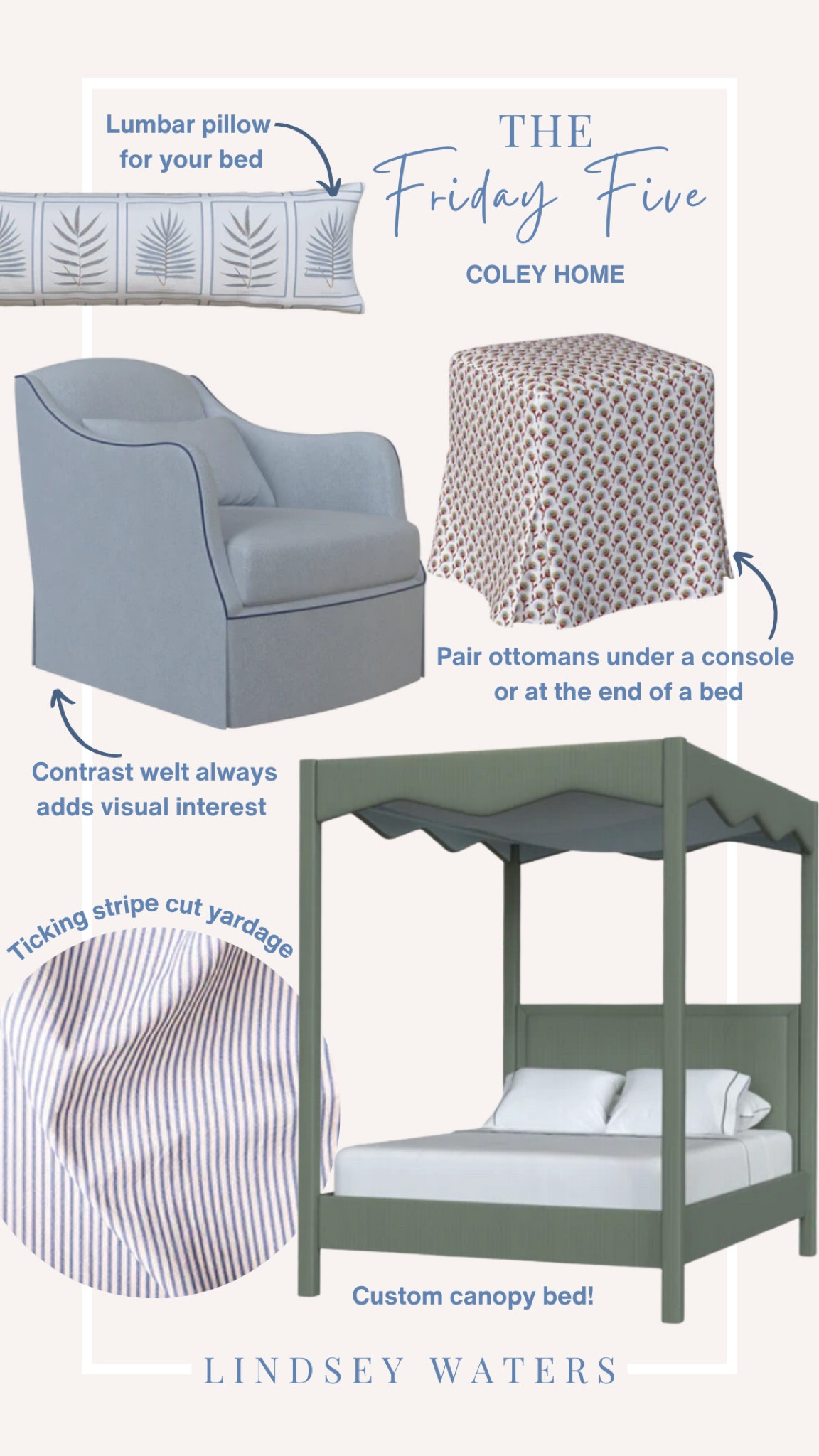 My favorite new coley home finds!

Upholstered canopy bed custom chair ottoman rocking stripe fabric bedroom furniture fabric by the yard 

#LTKhome