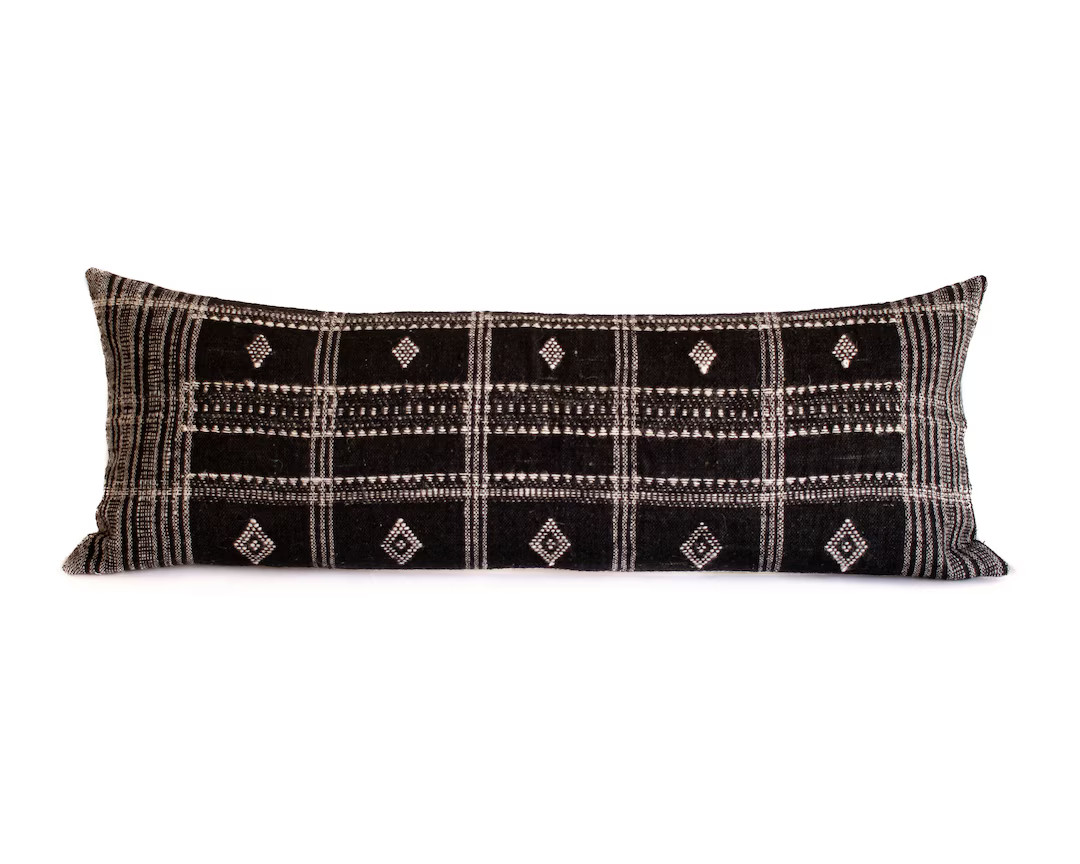 Lolita Indian Wool Pillow Cover Long Lumbar Black - Etsy | Etsy (US)