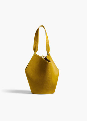 KHAITE - Mini Lotus Tote In Golden Olive Suede | Khaite