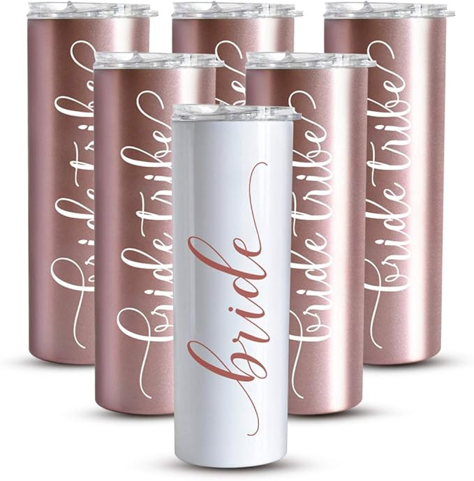 Bride to Be Skinny Tumbler | 20 oz Bride Tribe Stainless Steel Wine Tumblers | Engagement Wedding... | Amazon (US)