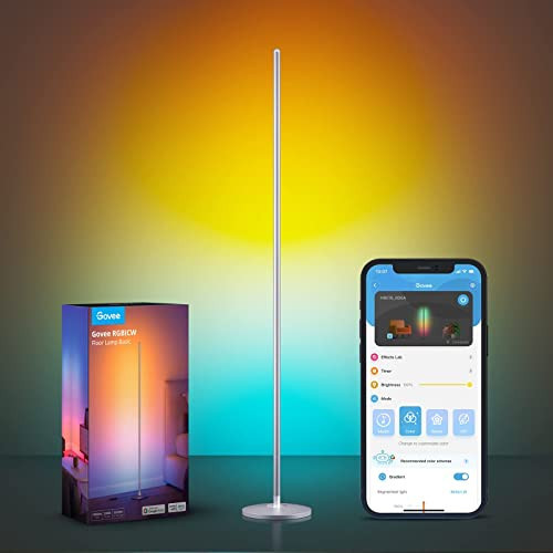 Govee RGBIC Floor Lamp, LED Corner Lamp Works with Alexa, Smart Modern Floor Lamp with Music Sync and 16 Million DIY Colors, Color Changing Standing Floor Lamp for Bedroom Living Room Silver | Amazon (US)