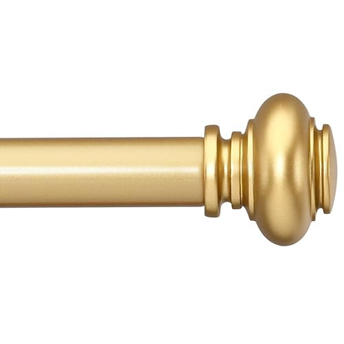 SIMEWIN Gold Curtain Rods for Windows 66 to 120 Inches Adjustable Decorative 1 Inch Diameter Single Window Curtain Rod Set with Classic Finials, Gold Finishing | Amazon (US)