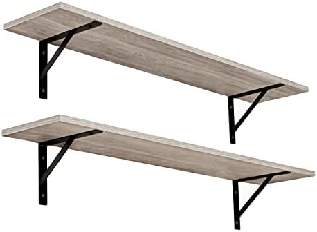 DINZI LVJ Long Wall Shelves, 39.4Inch Wall Mounted Shelves Set of 2, Easy-to-Install, Wall Storage L | Amazon (US)