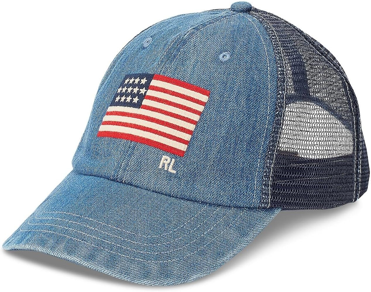 Mens Polo Raph Lauren Flag Denim Baseball Cap one Size, Blue | Amazon (US)