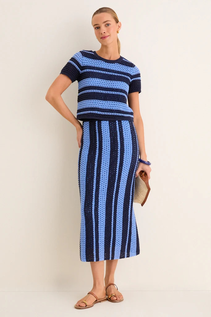 Navy & Baby Blue Striped Knit Ren Skirt | Tuckernuck (US)