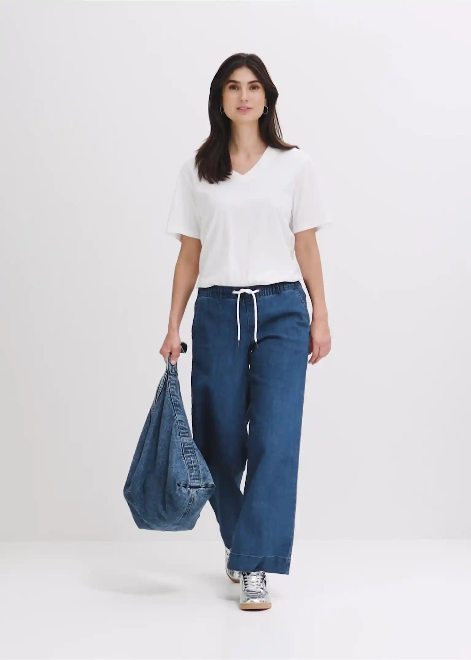 Wide Leg Jeans Mid Waist, Stretch | Bonprix DE