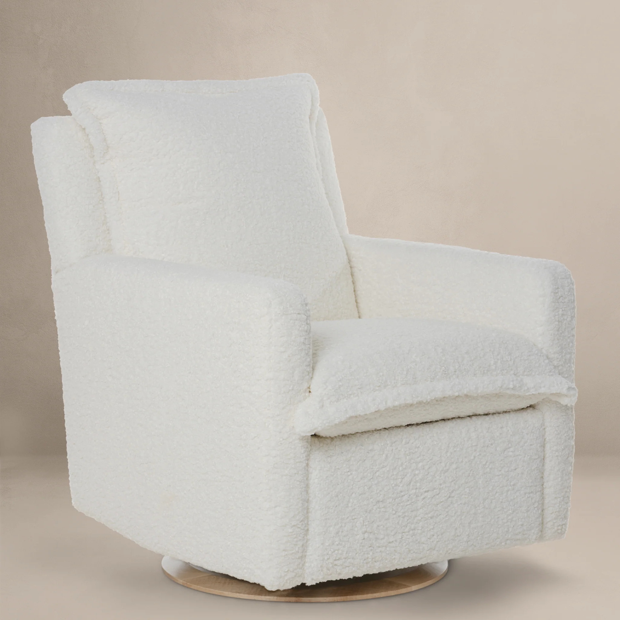 FLYNN – Gliding Swivel Nursery Recliner – Sheepskin Cloud | Oilo Studio