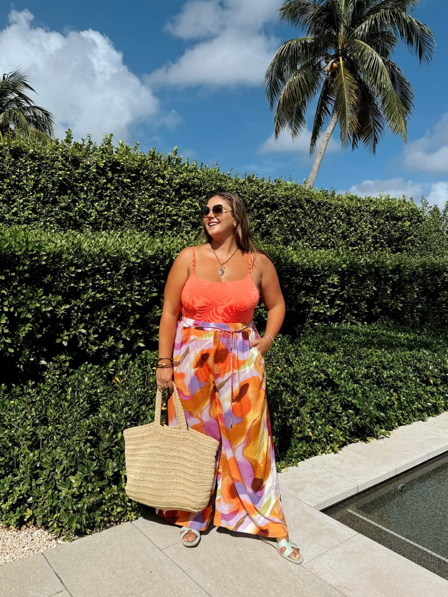 Today’s vacation outfit for the pool - wearing size 16Plus in swimsuit & 18 in wide leg pants. Use CARALYN at Cakes Body 

#LTKMidsize #LTKStyleTip #LTKSwim