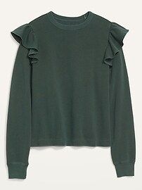 Ruffle-Trim French-Terry Cropped Sweatshirt for Women | Old Navy (US)