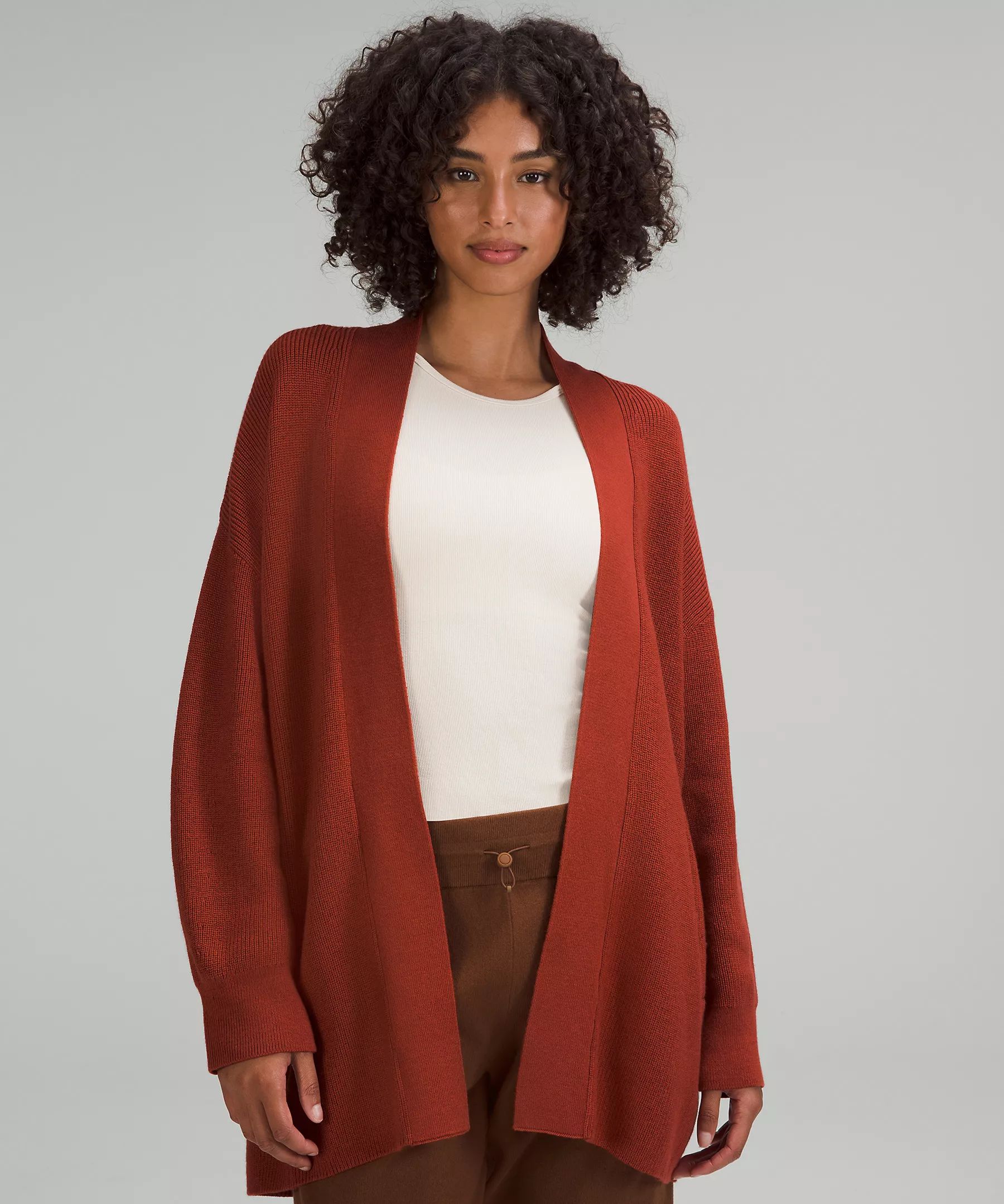 Merino Wool-Blend Ribbed Long Wrap Sweater | Lululemon (US)