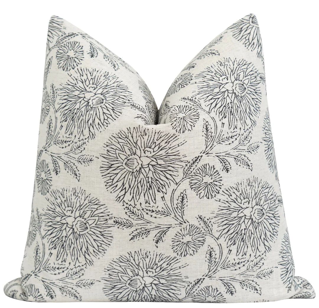 Grandy Charcoal Floral Pillow | Land of Pillows