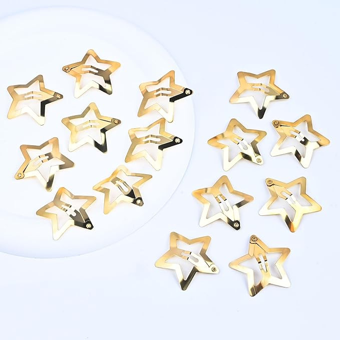 Star Hair Clips, 15 Pcs 1.25 inches Gold Star Hair Clips, Snap Star Hair Barrettes Cute Metal Hai... | Amazon (US)