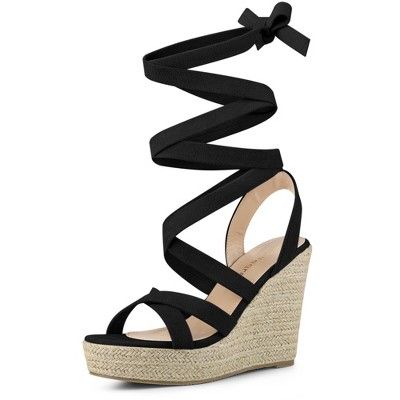 Allegra K Women's Lace Up Wedge Heel Platform Strappy Espadrilles Sandals | Target