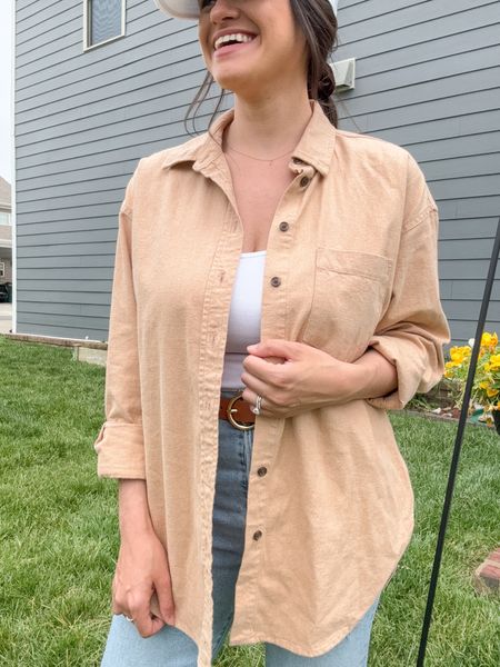 I’ve been loving oversized button ups this spring! I’ll definitely be wearing them with shorts as it gets warmer out! Button down originally from Target, but currently sold out. I linked a similar one! I’m wearing a size 27 in these Levi jeans 🩵

#LTKfindsunder100 #LTKfindsunder50 #LTKstyletip