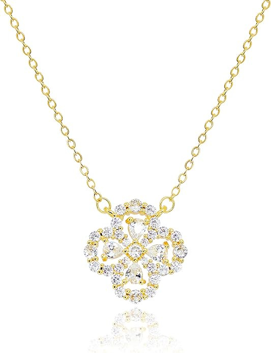 Four Leaf Clover Necklace for Women Dainty Mother of Pearl White Black Onyx Pink Blue Mint Green ... | Amazon (US)