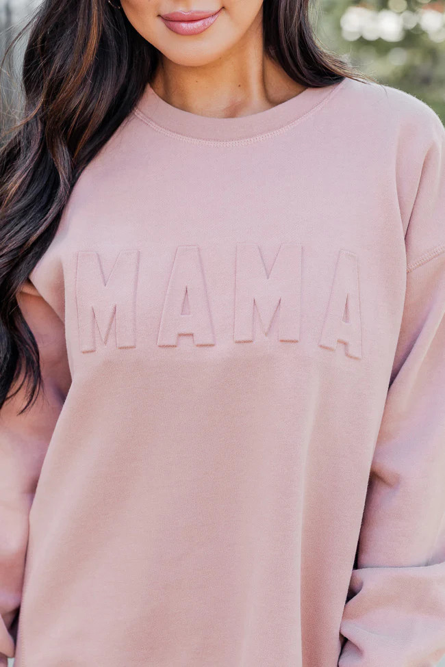 Mama Embossed Logo Terracotta Graphic Sweatshirt | Pink Lily