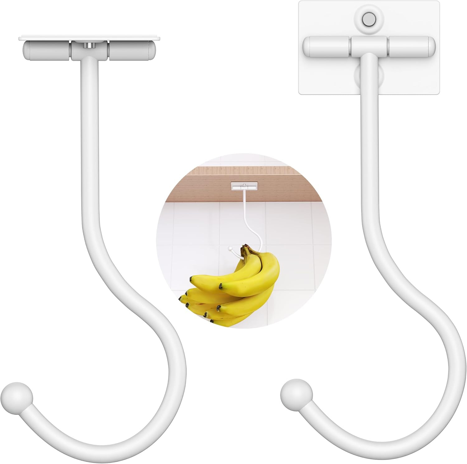 2-Pack Banana Hook Under Cabinet,Banana Holder,Metal Banana Hanger Hook,Adhesive Banana Hook, Fol... | Amazon (US)