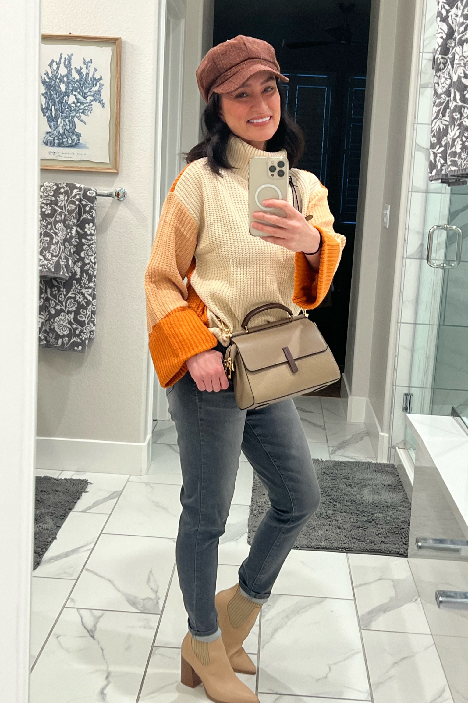 This is such a cute color block sweater! It comes in so many different color ways. I am wearing a medium. I am 5’2”, 118, 36C, 29 waist and 38 hip. The jeans are from Democracy and I am wearing a 6. 

#LTKstyletip #LTKunder100 #LTKFind