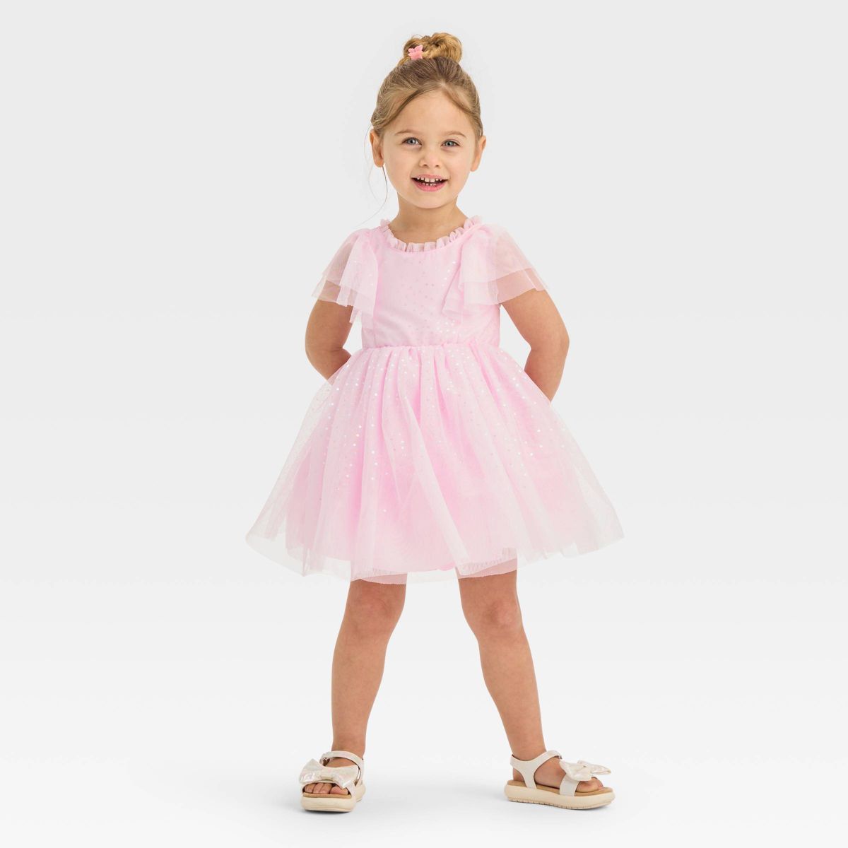 Toddler Girls' Foil Tulle Dress - Cat & Jack™ Pink | Target