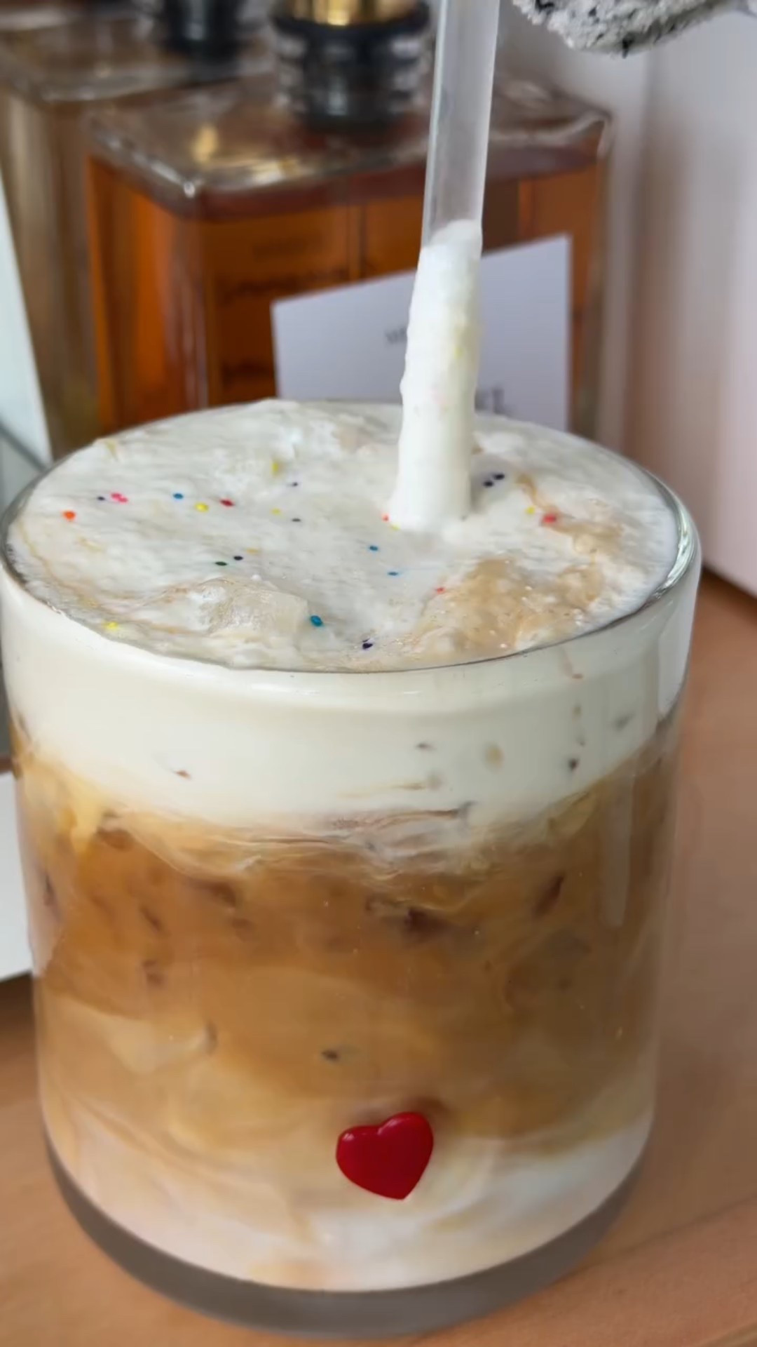 Sugar Cookie Iced Latte with White Chocolate Cold Foam

How I make it:
•	Ice
•	1–2 shots espresso
•	Almond milk
•	Sugar-free vanilla syrup
	
White chocolate cold foam:
•	Heavy cream
•	White chocolate syrup
•	Froth until thick and pour on top

Light, creamy, and perfect for Valentine’s day 💘

#sugarcookielatte #coffeeathome #valentinescoffee #icedcoffeelover #cozydrinks

#LTKmorningroutine #LTKdayinmylife #LTKHome