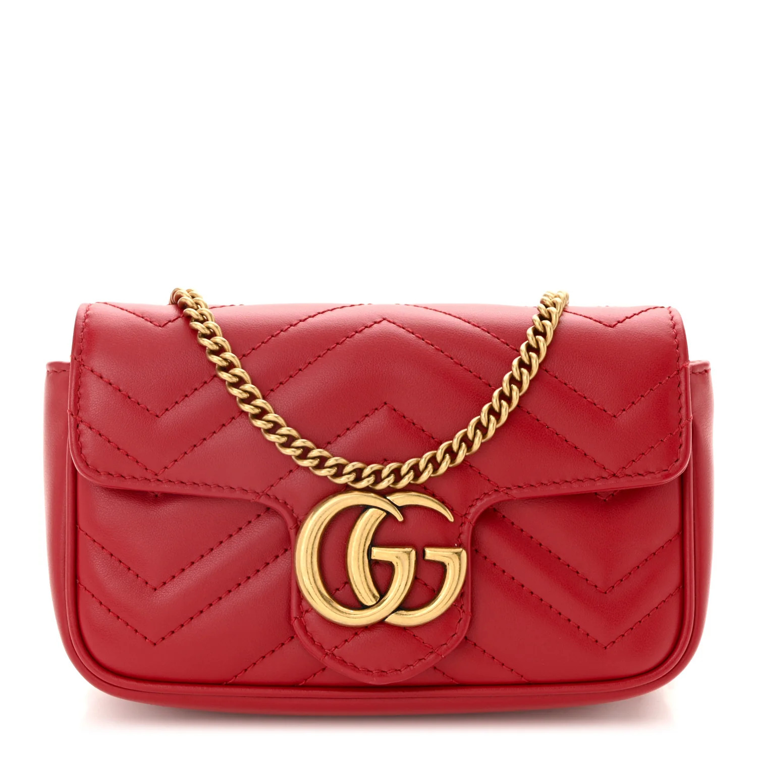 Gucci Calfskin Matelasse Super Mini GG Marmont Shoulder Bag Hibiscus Red 1749514 | FASHIONPHILE (US)