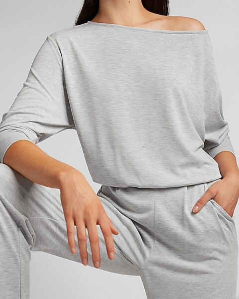 Silky Sueded Jersey Off The Shoulder Tee | Express