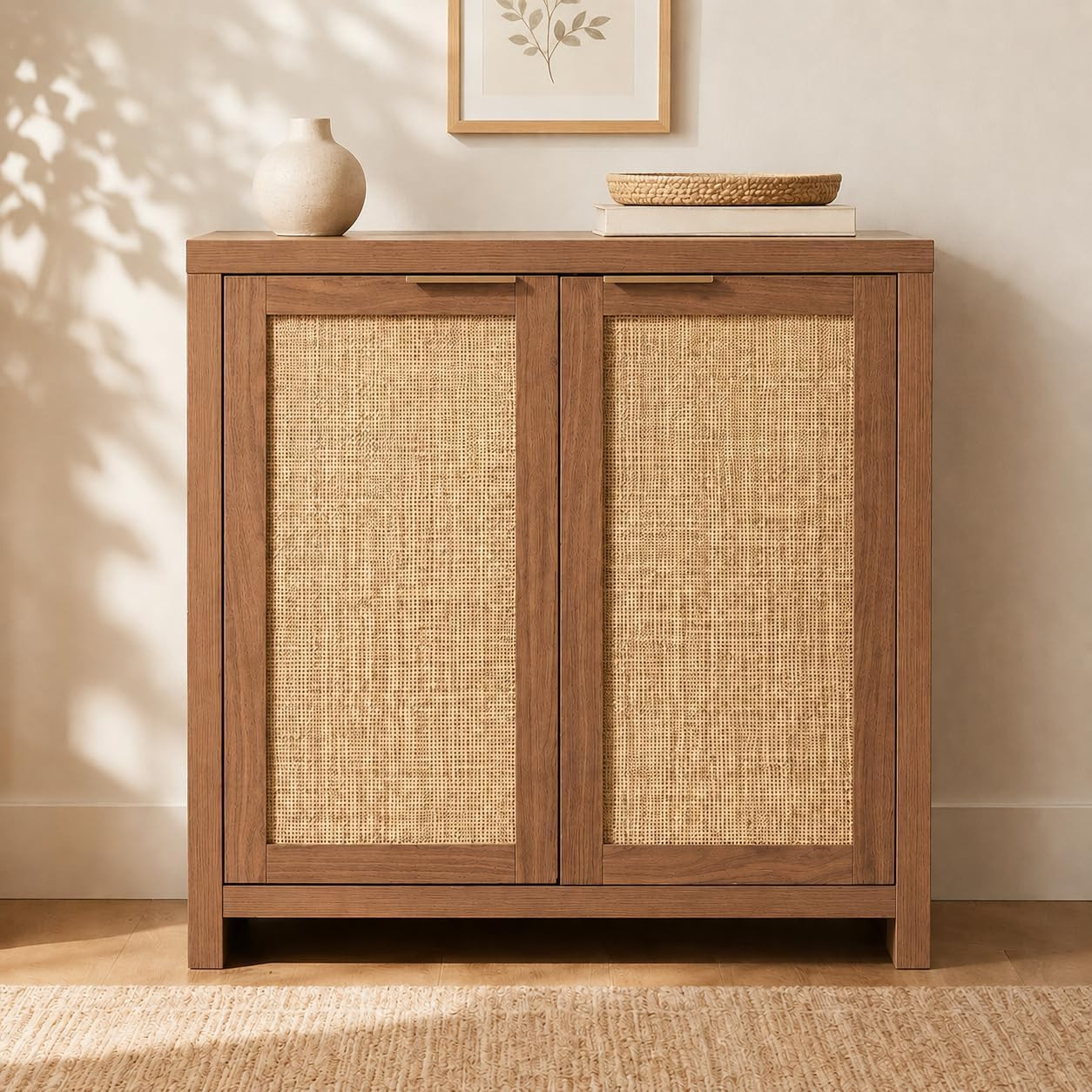OAKHAM Home Rattan Sideboard Cabinet for Living Room, Brown | Amazon (US)