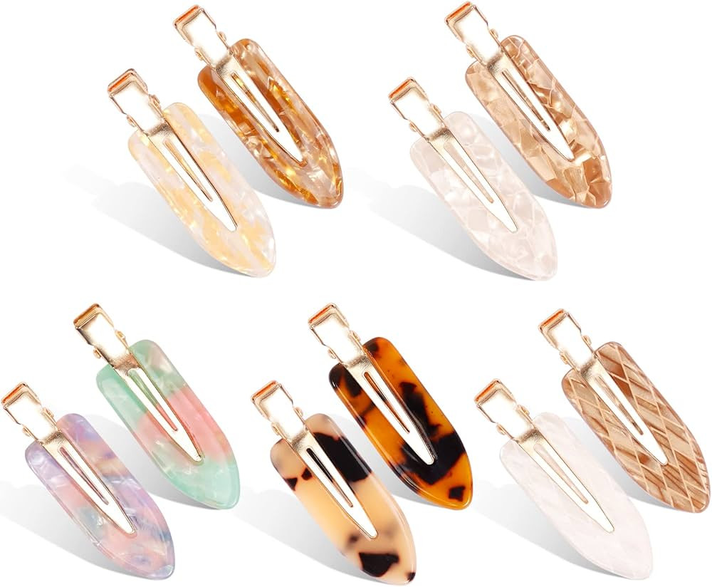 10Pcs No Bend Hair Clips, Acrylic Resin No Crease Hair Clips, Colorful Flat Duckbill Hair Barrett... | Amazon (US)