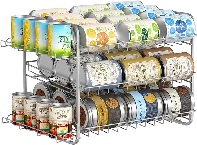 Bextsrack Can Rack Organizer for Pantry, Stackable Can Storage Holder with Side Basket Holds Up t... | Amazon (US)