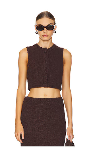 Agnese Cropped Vest in Brown | Revolve Clothing (Global)