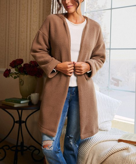 Simple by Suzanne Betro Brown Seam Detail Open Cardigan - Women & Plus | Zulily