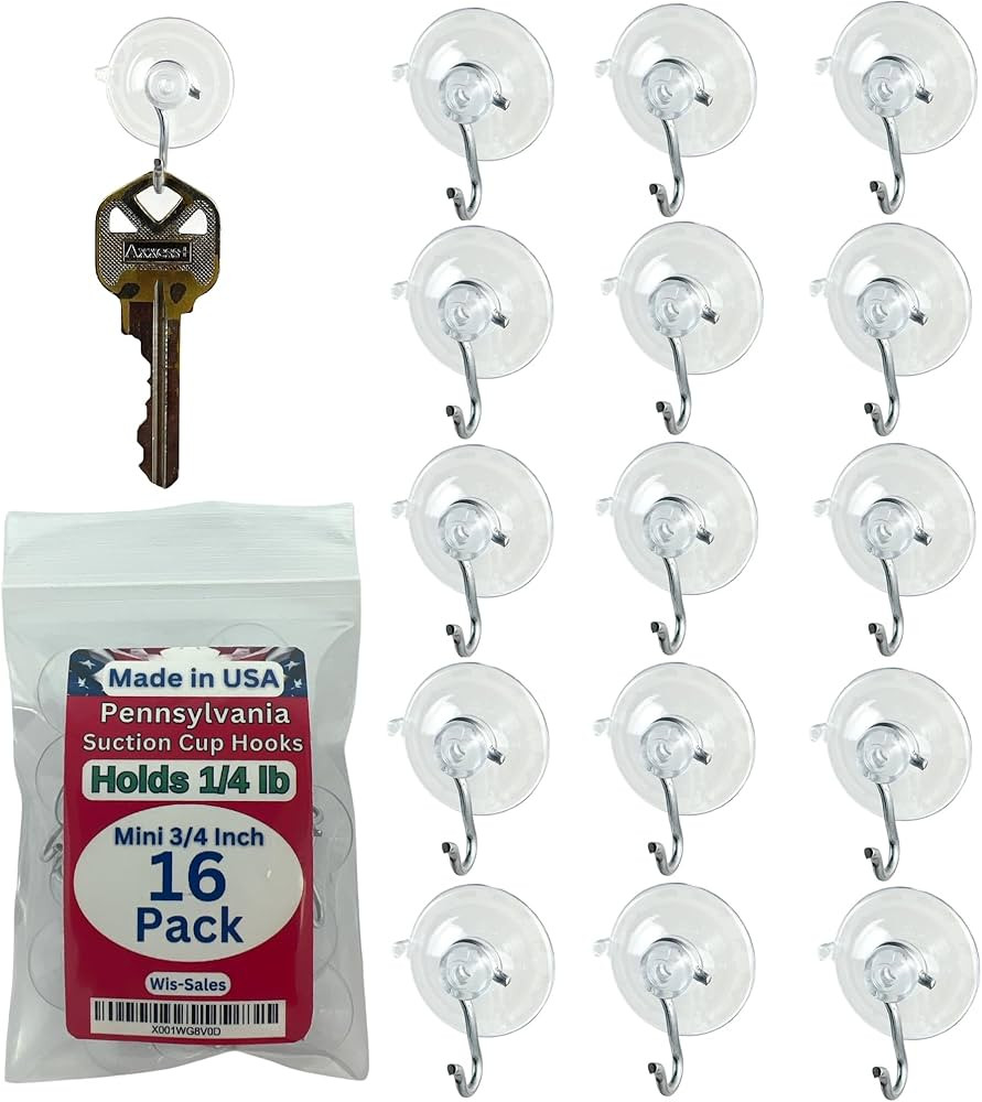 (16-Pack Mini 3/4 inch Pennsylvania Heavy Duty Suction Cup Hooks for Glass Windows. for Signs Hol... | Amazon (US)
