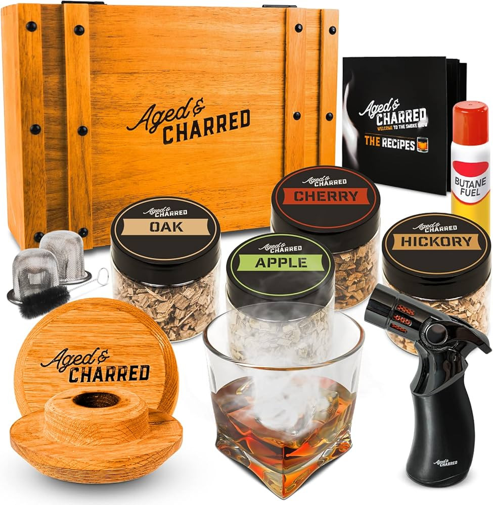 Whiskey Cocktail Smoker Kit with Torch & 4 Flavors Wood Chips - Premium USA Oak Smoker - Old Fash... | Amazon (US)