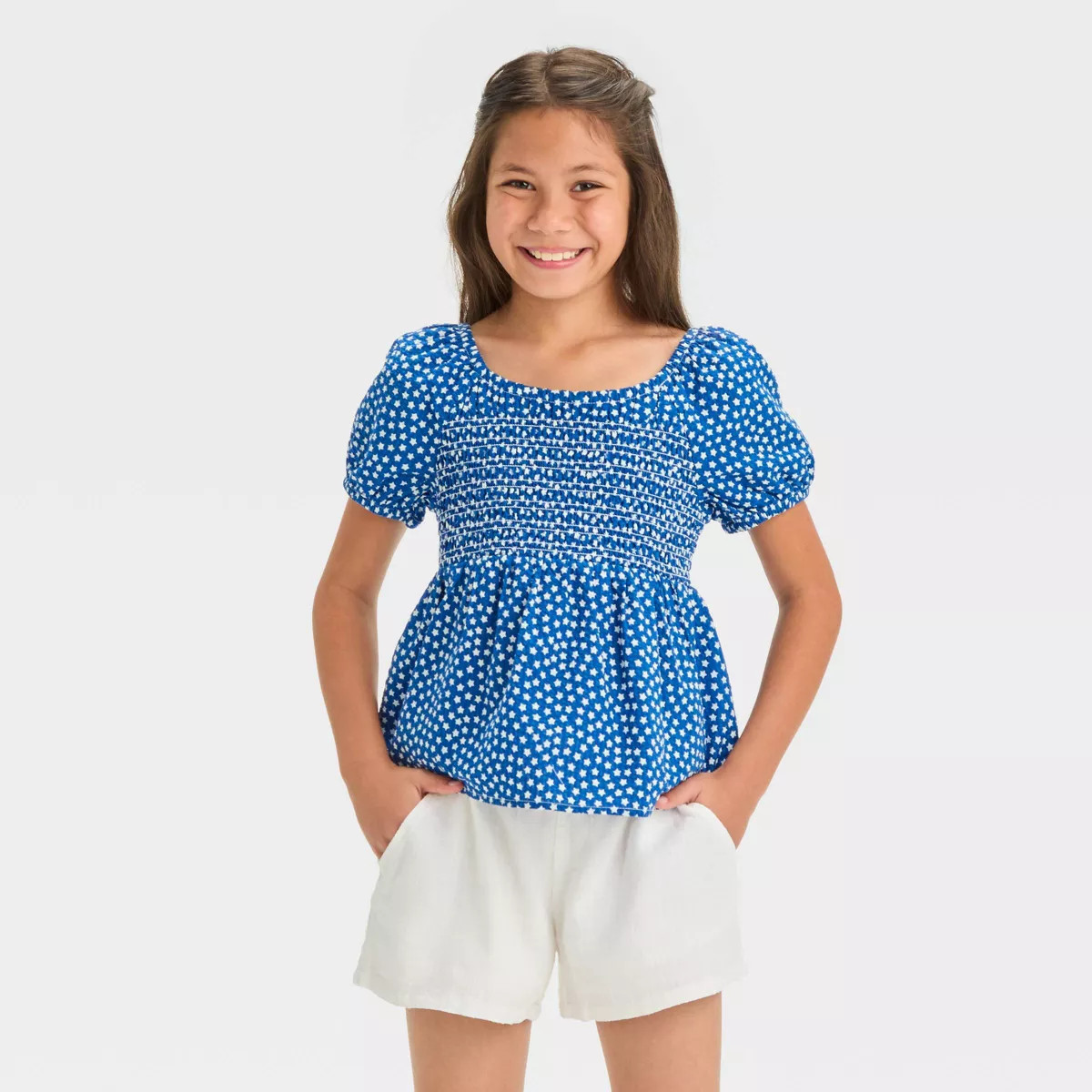 Girls' Short Sleeve Woven Top - Cat & Jack™ | Target
