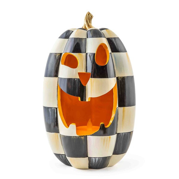 MacKenzie-Childs Courtly Check Tall Illuminated Jack O' Lantern Figurine | MacKenzie-Childs