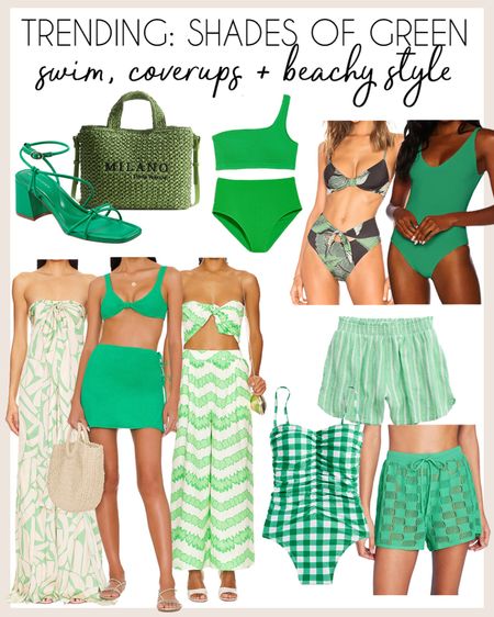 Trending: shades of green! Tons of cute swim pieces, beach wear and more!

#trendystyle

Green gingham one piece swimsuit. Green resort wear printed dress. Milano straw tote  

#LTKstyletip #LTKSeasonal #LTKswim