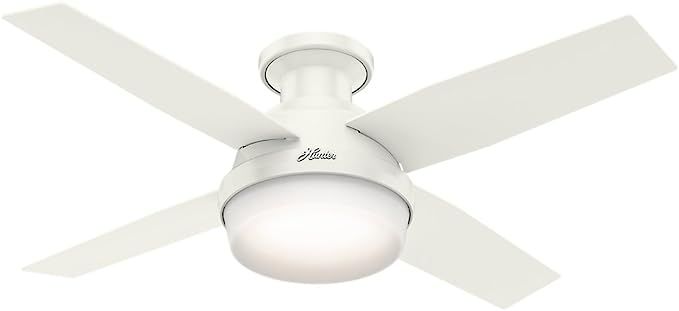 Hunter Dempsey Indoor Low Profile Ceiling Fan with LED Light and Remote Control, 44 Inch , White | Amazon (US)