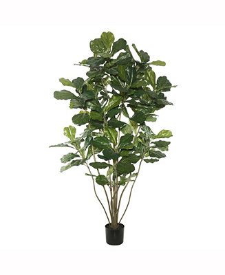 Vickerman 5' Artificial Green Potted Fiddle Tree With 168 Leaves & Reviews - Artificial Plants - ... | Macys (US)