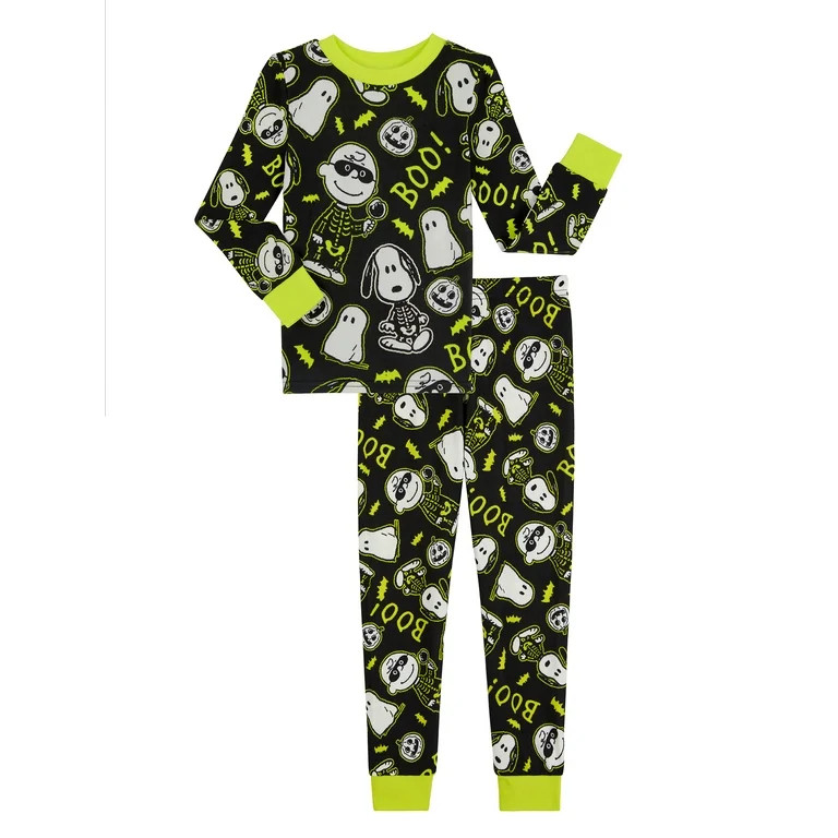 Peanuts Boys Halloween Snug Fit Long Sleeve Top and Sleep Pants Pajama Set, 2-Piece, Sizes 4-12 | Walmart (US)