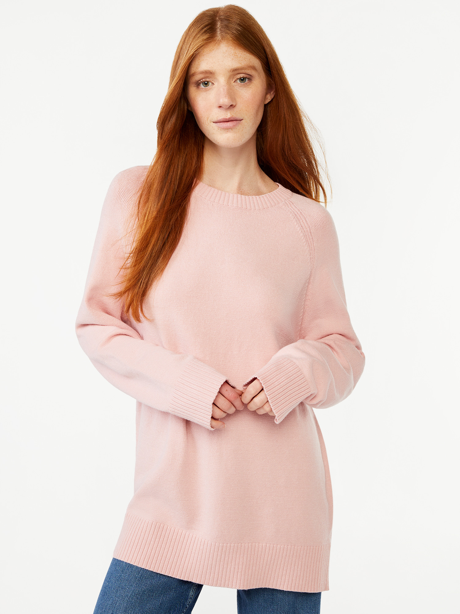 Free Assembly Women's Tunic Sweater with Long Raglan Sleeves, Midweight - Walmart.com | Walmart (US)