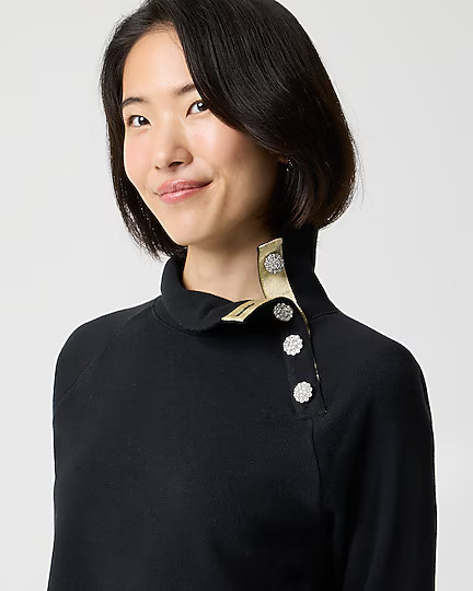 Jewel-button mockneck pullover | J.Crew Factory