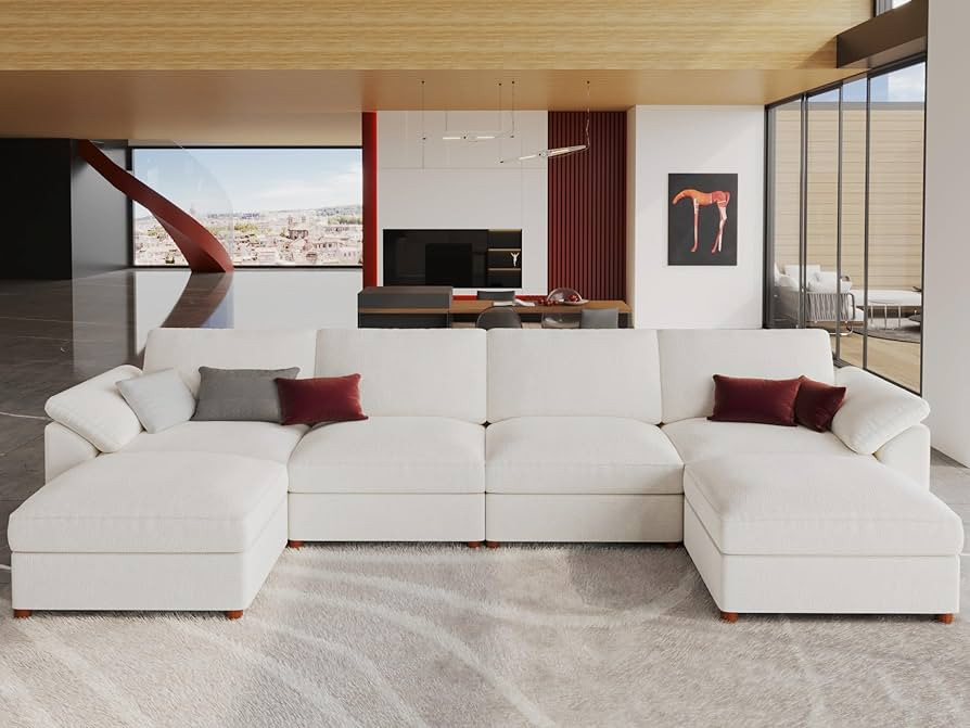 EASE MOOSE Oversized U Shape Sectional Modular Sofa with Ottoman, Comfty Deep Seat Sectional Modu... | Amazon (US)
