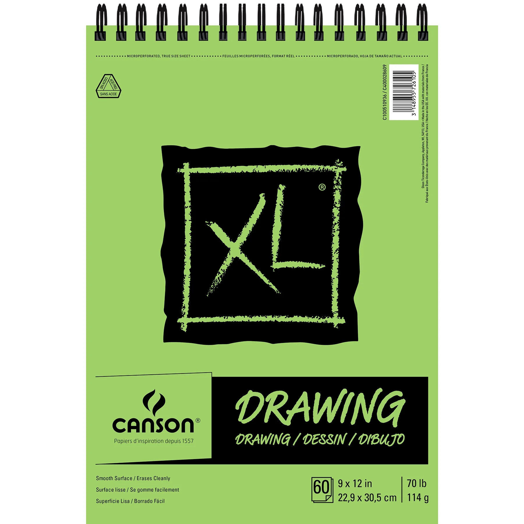 Canson XL Series Drawing Paper Pad, Top Wire Binding, (70lb/114g), 60 Sheet, 9" x 12" | Walmart (US)