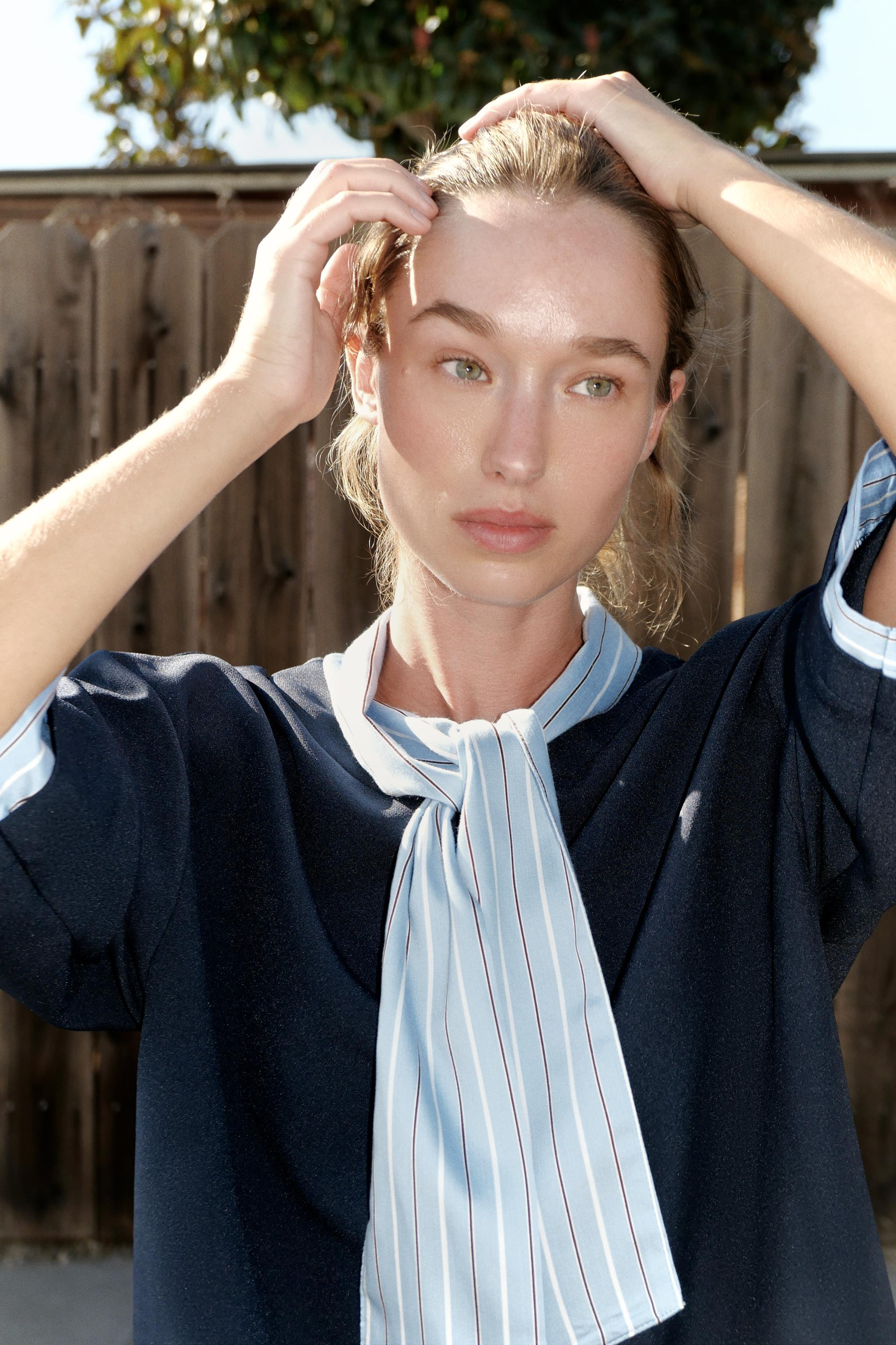 CONTRAST TIE-DETAIL MINI DRESS | Zara US