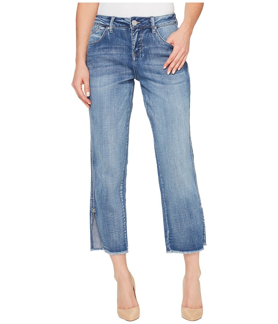 Jag Jeans - Quincy Straight Ankle Crosshatch Denim in Mid Vintage with Raw Hem (Mid Vintage) Women's Clothing | Zappos